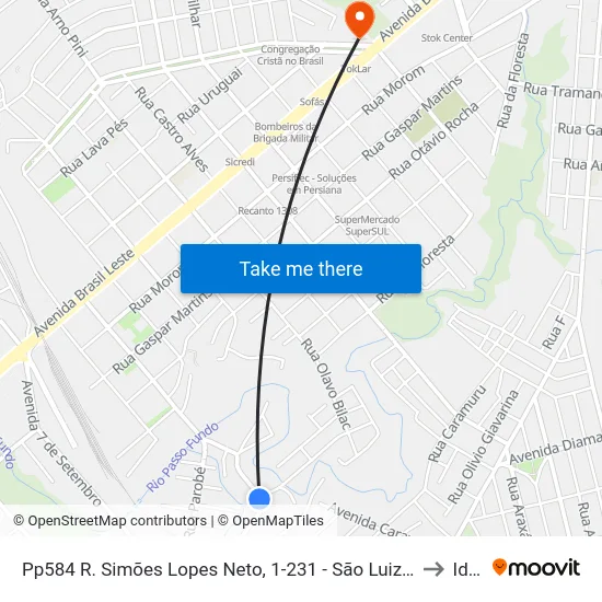 Pp584 R. Simões Lopes Neto, 1-231 - São Luiz Gonzaga(Mecânica Rk) to Ideau map