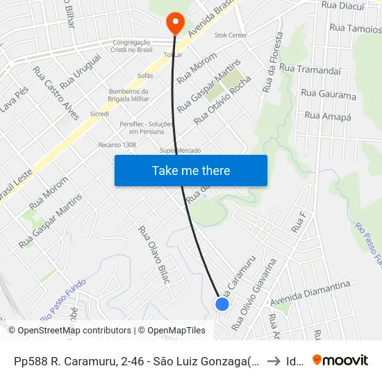 Pp588 R. Caramuru, 2-46 - São Luiz Gonzaga(Em Frente Casa 499) to Ideau map