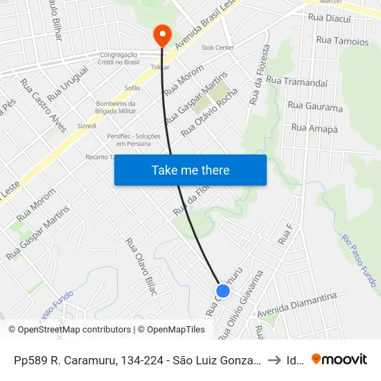 Pp589 R. Caramuru, 134-224 - São Luiz Gonzaga(Em Frente Casa 168) to Ideau map