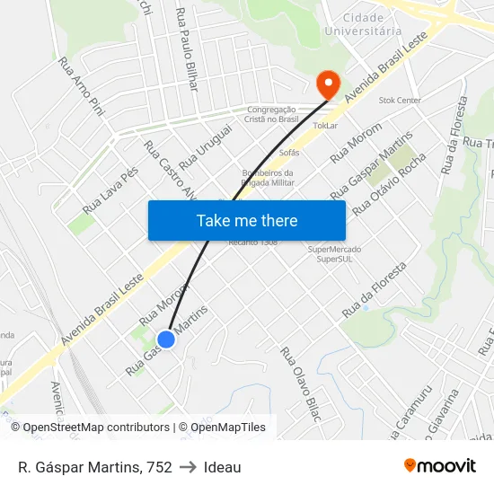 R. Gáspar Martins, 752 to Ideau map