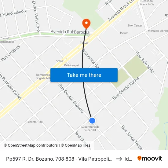 Pp597 R. Dr. Bozano, 708-808 - Vila Petropolis(Super Sul) to Ideau map