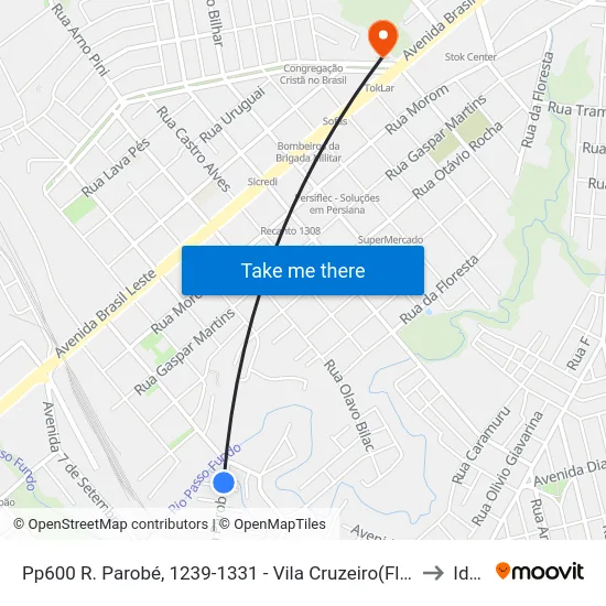 Pp600 R. Parobé, 1239-1331 - Vila Cruzeiro(Floricultura Recanto) to Ideau map