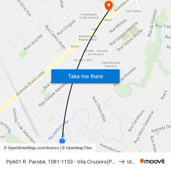 Pp601 R. Parobé, 1081-1153 - Vila Cruzeiro(Par Entre - Rios) to Ideau map