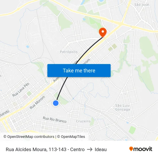 Rua Alcídes Moura, 113-143 - Centro to Ideau map