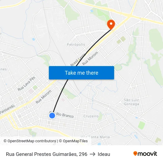 Rua General Prestes Guimarães, 296 to Ideau map