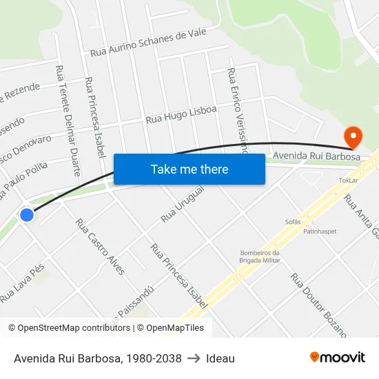 Avenida Rui Barbosa, 1980-2038 to Ideau map