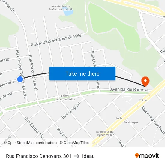Rua Francisco Denovaro, 301 to Ideau map