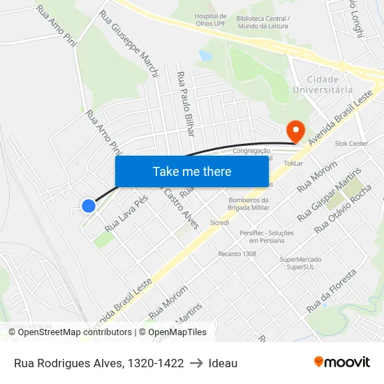 Rua Rodrigues Alves, 1320-1422 to Ideau map