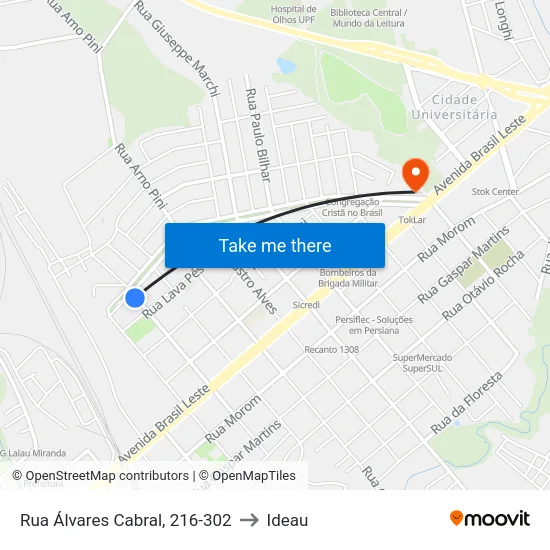 Rua Álvares Cabral, 216-302 to Ideau map