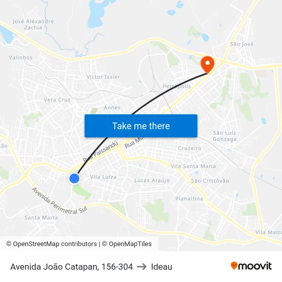 Avenida João Catapan, 156-304 to Ideau map