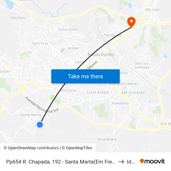 Pp654 R. Chapada, 192 - Santa Marta(Em Frente Casa 65) to Ideau map