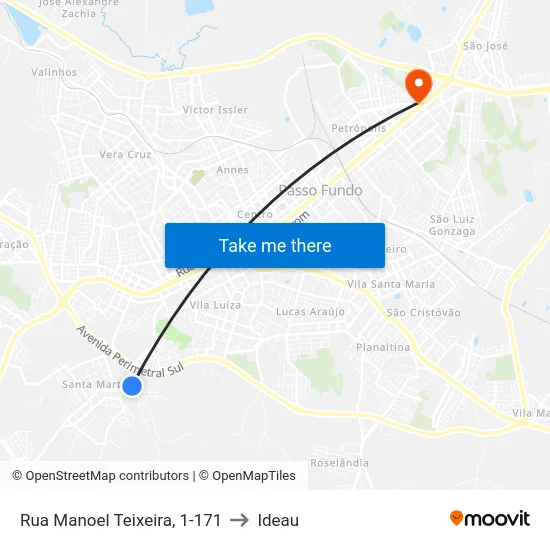 Rua Manoel Teixeira, 1-171 to Ideau map
