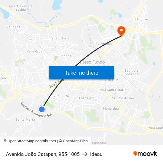 Avenida João Catapan, 955-1005 to Ideau map