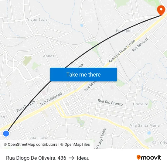 Rua Diogo De Oliveira, 436 to Ideau map