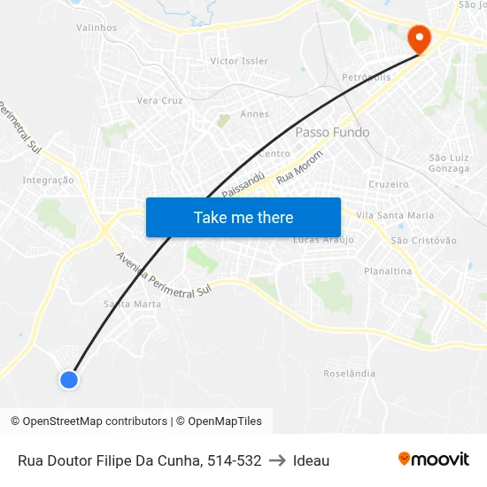 Rua Doutor Filipe Da Cunha, 514-532 to Ideau map