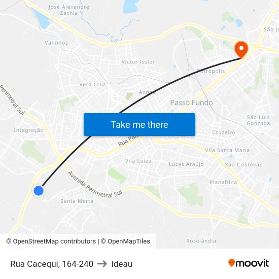 Rua Cacequi, 164-240 to Ideau map