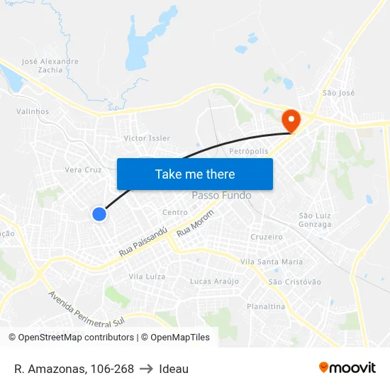 R. Amazonas, 106-268 to Ideau map