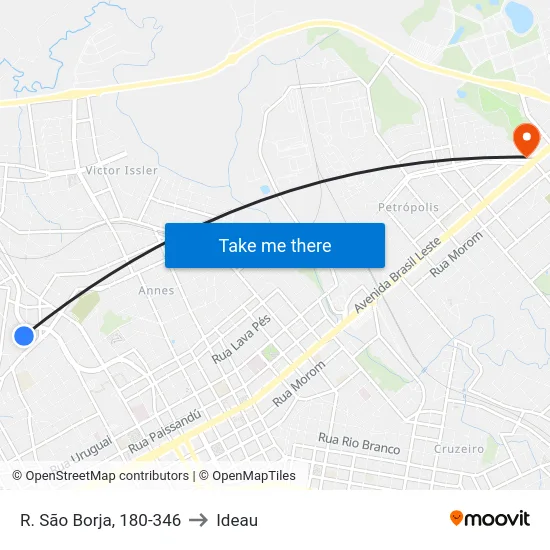 R. São Borja, 180-346 to Ideau map