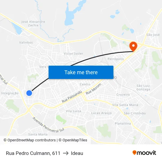 Rua Pedro Culmann, 611 to Ideau map
