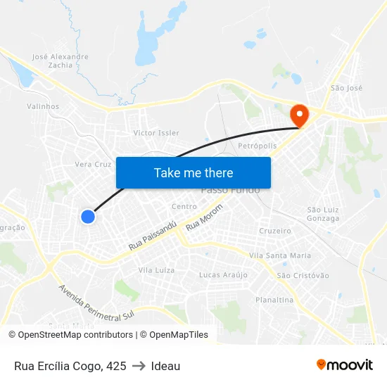 Rua Ercília Cogo, 425 to Ideau map