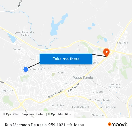 Rua Machado De Assis, 959-1031 to Ideau map