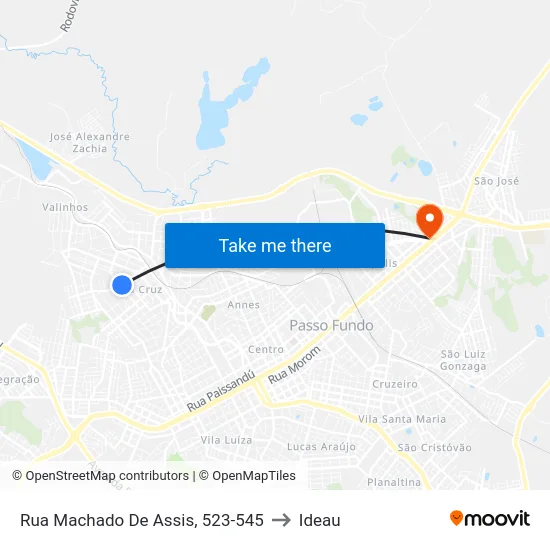 Rua Machado De Assis, 523-545 to Ideau map