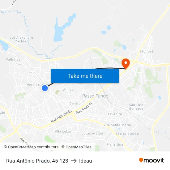 Rua Antônio Prado, 45-123 to Ideau map