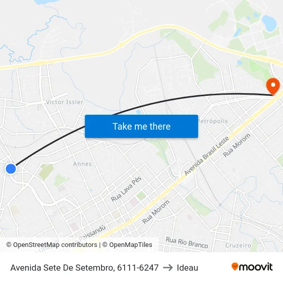 Avenida Sete De Setembro, 6111-6247 to Ideau map