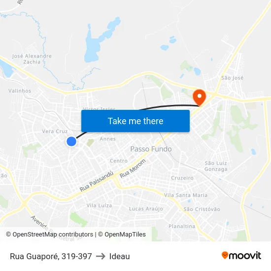 Rua Guaporé, 319-397 to Ideau map