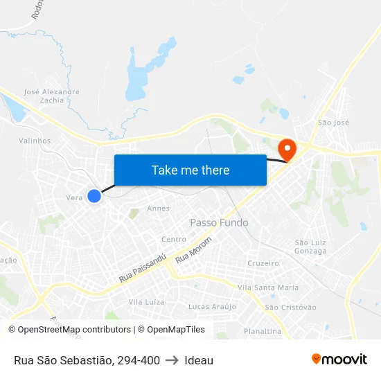 Rua São Sebastião, 294-400 to Ideau map