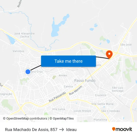 Rua Machado De Assis, 857 to Ideau map