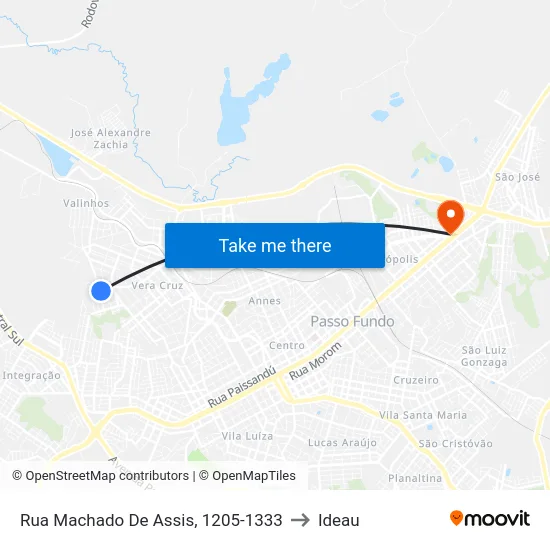 Rua Machado De Assis, 1205-1333 to Ideau map