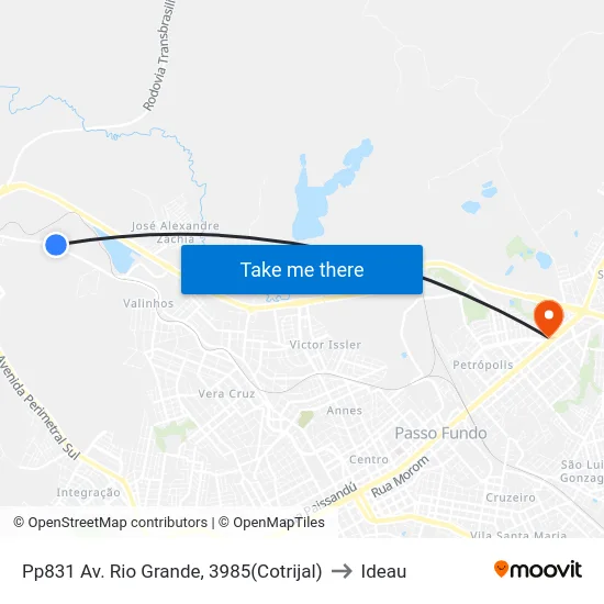 Pp831 Av. Rio Grande, 3985(Cotrijal) to Ideau map