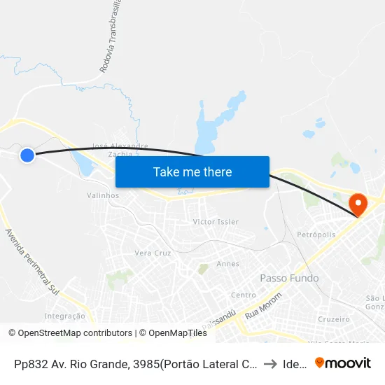 Pp832 Av. Rio Grande, 3985(Portão Lateral Cotrijal) to Ideau map