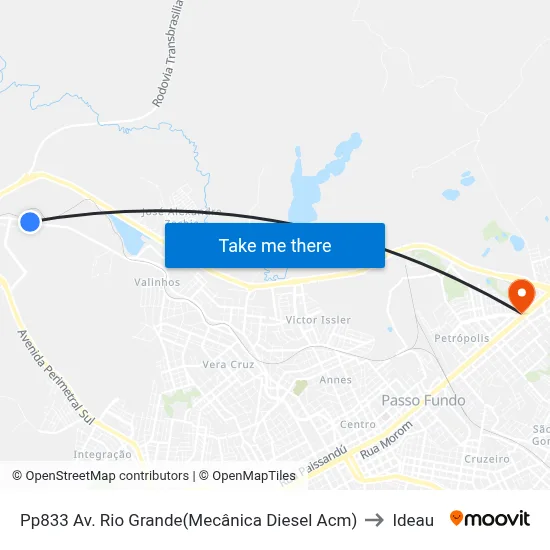 Pp833 Av. Rio Grande(Mecânica Diesel Acm) to Ideau map