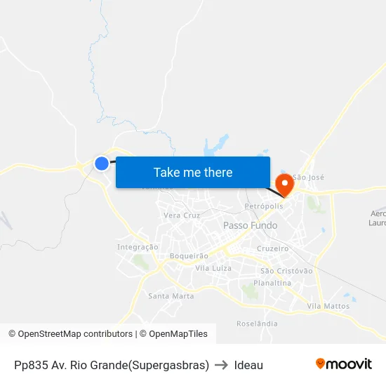 Pp835 Av. Rio Grande(Supergasbras) to Ideau map
