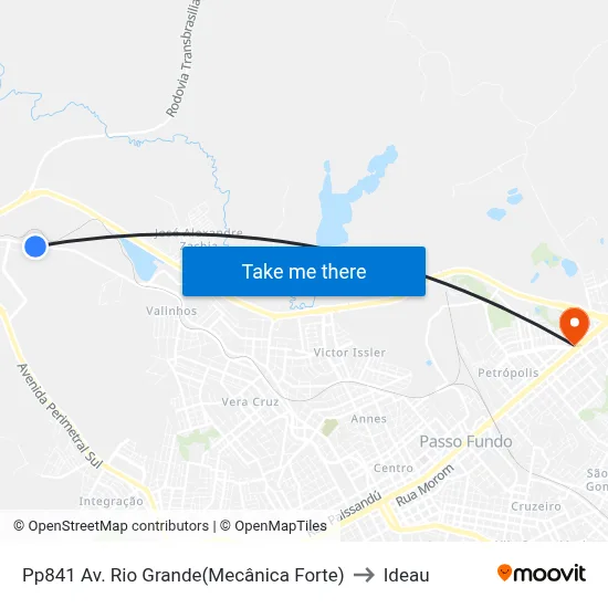 Pp841 Av. Rio Grande(Mecânica Forte) to Ideau map