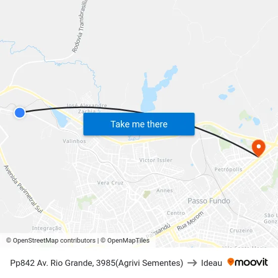 Pp842 Av. Rio Grande, 3985(Agrivi Sementes) to Ideau map