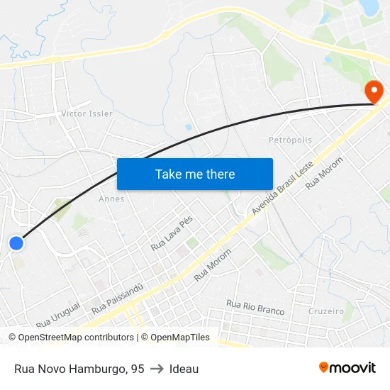 Rua Novo Hamburgo, 95 to Ideau map