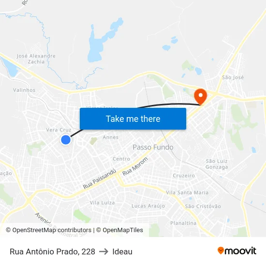 Rua Antônio Prado, 228 to Ideau map