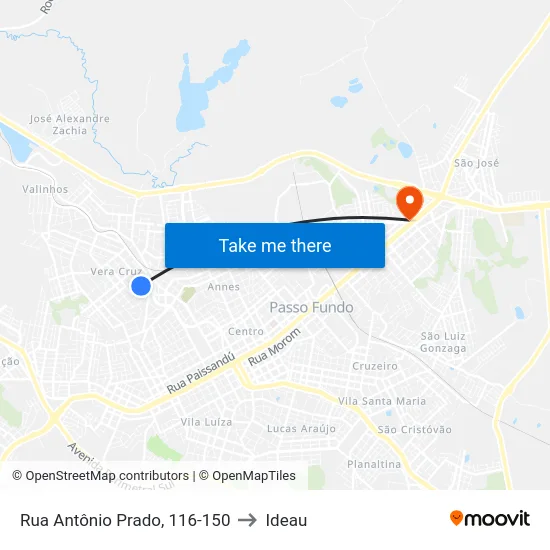 Rua Antônio Prado, 116-150 to Ideau map