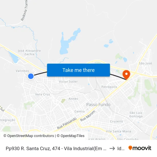 Pp930 R. Santa Cruz, 474 - Vila Industrial(Em Frente Casa 1112) to Ideau map
