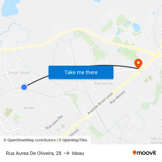 Rua Aurea De Oliveira, 28 to Ideau map