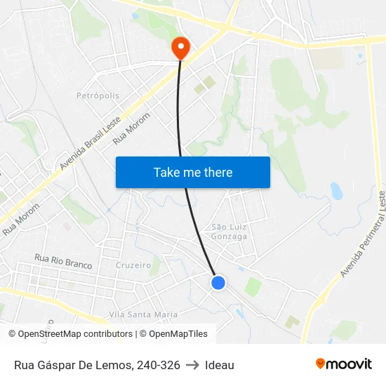 Rua Gáspar De Lemos, 240-326 to Ideau map