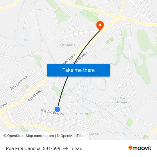Rua Frei Caneca, 591-599 to Ideau map