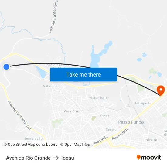 Avenida Rio Grande to Ideau map