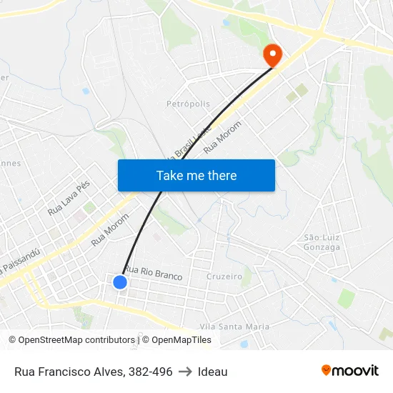 Rua Francisco Alves, 382-496 to Ideau map