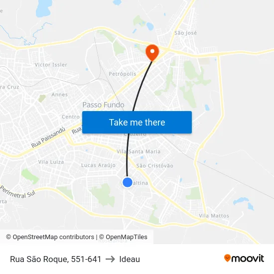 Rua São Roque, 551-641 to Ideau map