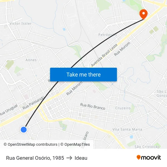 Rua General Osório, 1985 to Ideau map