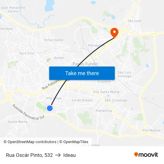Rua Oscár Pinto, 532 to Ideau map